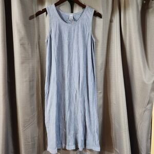 Earth Creations Organic Cotton Tank Dress Blue Sleeveless Midi USA Small